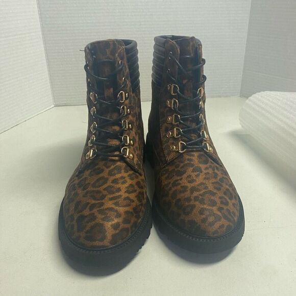 JUST FAB Women’s Claudine E Booties‎ Leopard Black Lace Up Boots - Picture 11 of 11